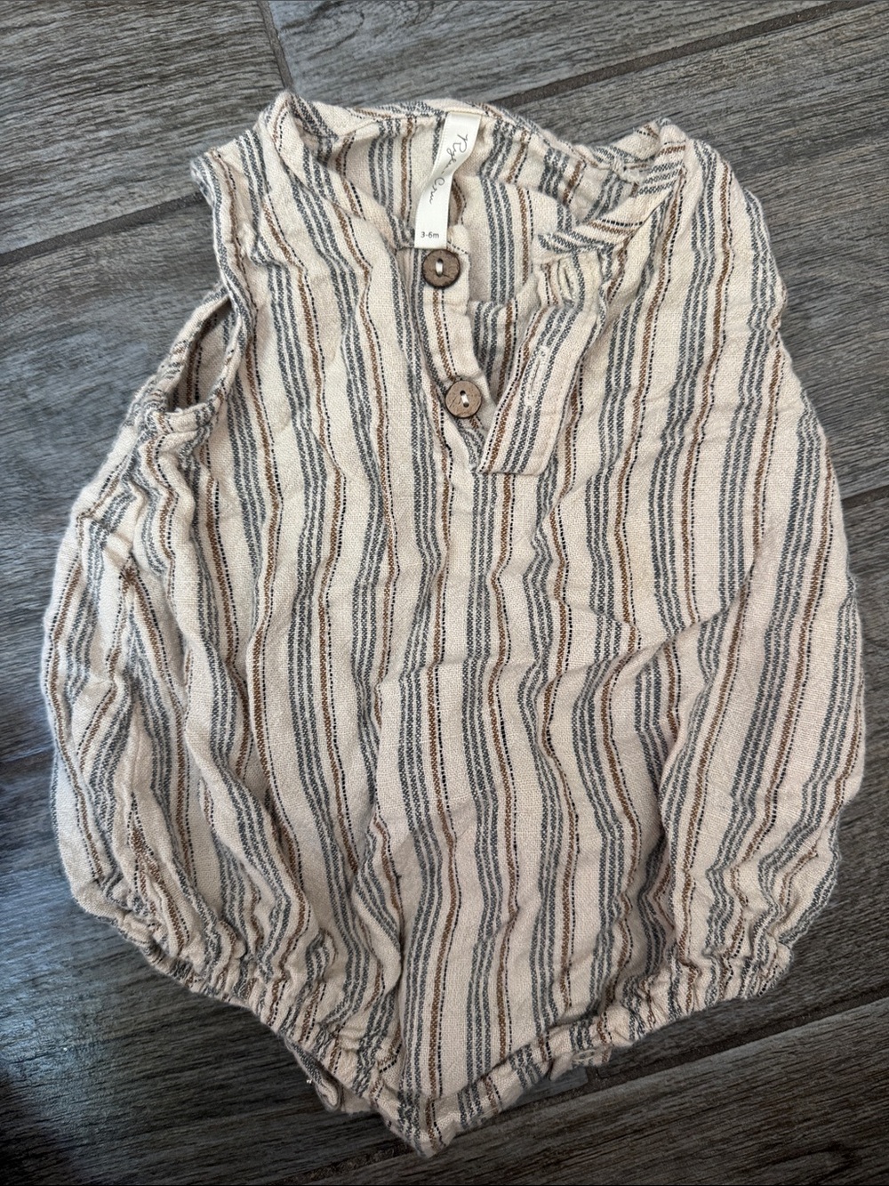Rylee + Cru Cream and Brown Striped Baby One-Piece Bodysuit